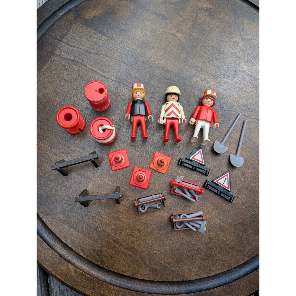 Vintage Playmobil Construction Workers Tools Safety Lot Figures Accessories